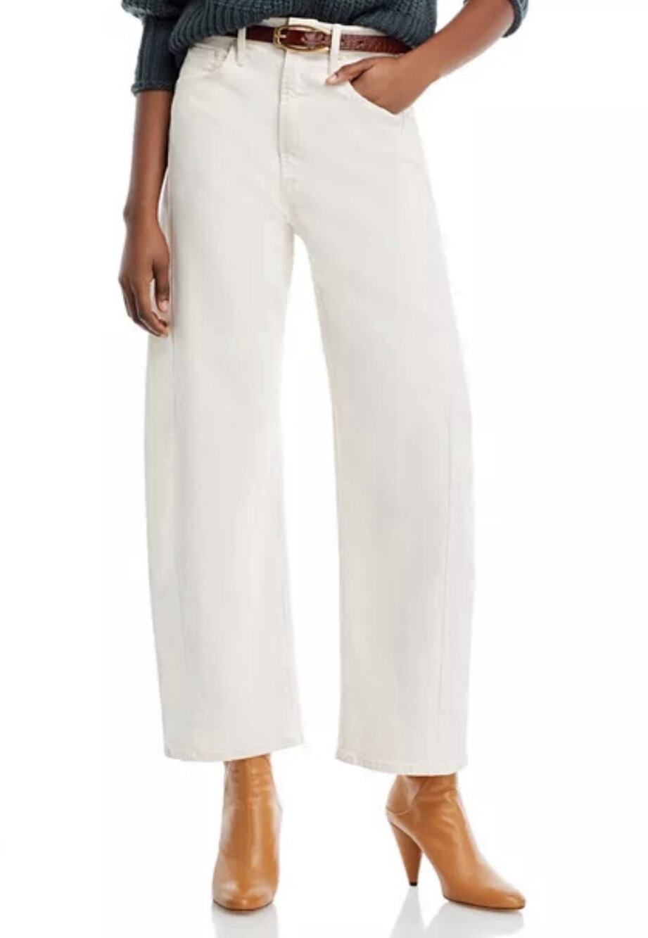Mother Women's Sz 26 The Half Pipe Ankle Wide Leg Jeans Act Natural Off-White